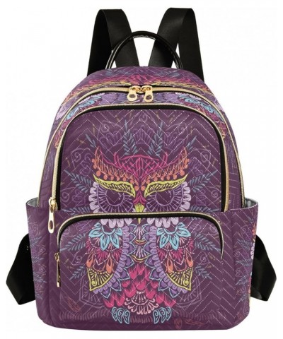 Mini Backpack for Women, Colorful Owl Mandala Travel Backpack Purse for Ladies, Small Bookbag Daypack Shoulder Bag M A84 Medi...