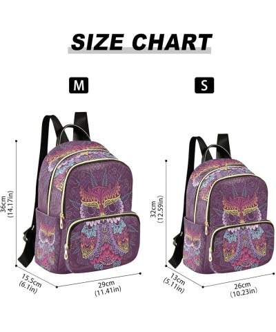 Mini Backpack for Women, Colorful Owl Mandala Travel Backpack Purse for Ladies, Small Bookbag Daypack Shoulder Bag M A84 Medi...