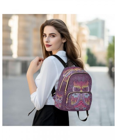 Mini Backpack for Women, Colorful Owl Mandala Travel Backpack Purse for Ladies, Small Bookbag Daypack Shoulder Bag M A84 Medi...