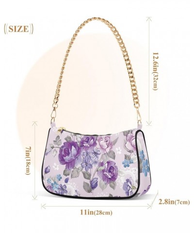 Rainbow Striped Lgbt Flag Cluthes Purse Clutch Bag Handbag with Zipper Retro Purple Flowers $17.66 Shoulder Bags