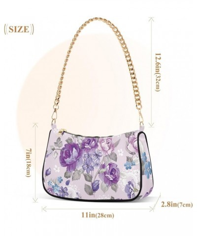 Rainbow Striped Lgbt Flag Cluthes Purse Clutch Bag Handbag with Zipper Retro Purple Flowers $17.66 Shoulder Bags