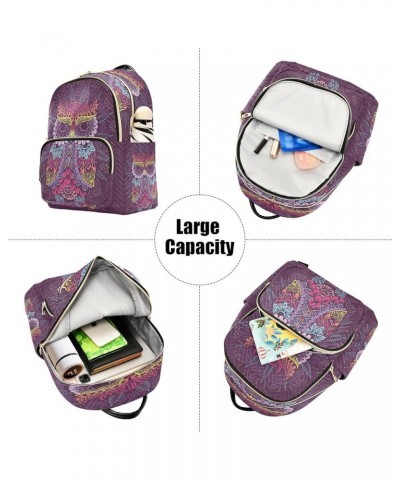 Mini Backpack for Women, Colorful Owl Mandala Travel Backpack Purse for Ladies, Small Bookbag Daypack Shoulder Bag M A84 Medi...