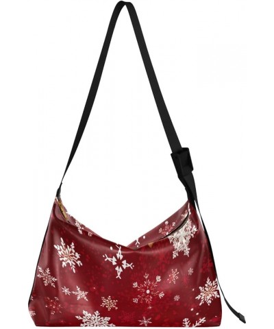 Food Ingredients Crossbody Bags Crossbody Tote Bag Leather Shoulder Bag Leather Handbags Christmas Red Snowflakes $14.79 Totes