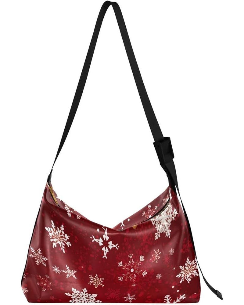 Food Ingredients Crossbody Bags Crossbody Tote Bag Leather Shoulder Bag Leather Handbags Christmas Red Snowflakes $14.79 Totes