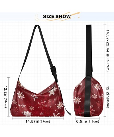 Food Ingredients Crossbody Bags Crossbody Tote Bag Leather Shoulder Bag Leather Handbags Christmas Red Snowflakes $14.79 Totes