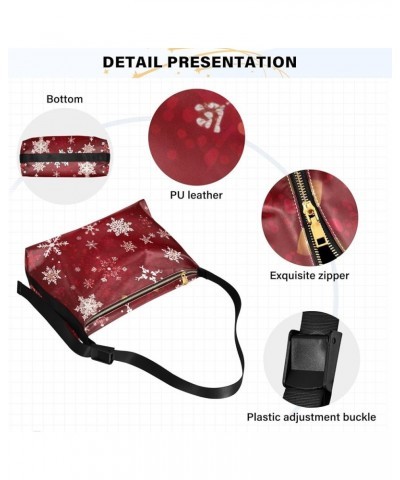 Food Ingredients Crossbody Bags Crossbody Tote Bag Leather Shoulder Bag Leather Handbags Christmas Red Snowflakes $14.79 Totes