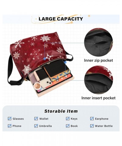 Food Ingredients Crossbody Bags Crossbody Tote Bag Leather Shoulder Bag Leather Handbags Christmas Red Snowflakes $14.79 Totes