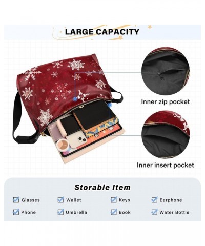 Food Ingredients Crossbody Bags Crossbody Tote Bag Leather Shoulder Bag Leather Handbags Christmas Red Snowflakes $14.79 Totes