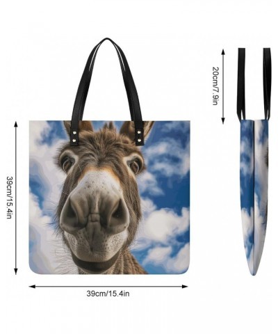 Donkey Animal Selfie Handbag Large Capacity Top-Handle Bag Ladies Shoulder Totes $15.50 Totes