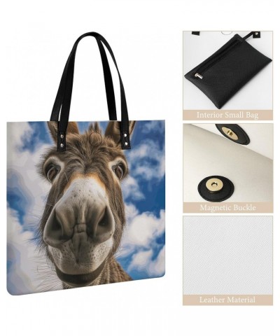 Donkey Animal Selfie Handbag Large Capacity Top-Handle Bag Ladies Shoulder Totes $15.50 Totes