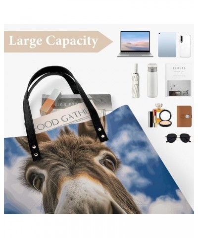 Donkey Animal Selfie Handbag Large Capacity Top-Handle Bag Ladies Shoulder Totes $15.50 Totes