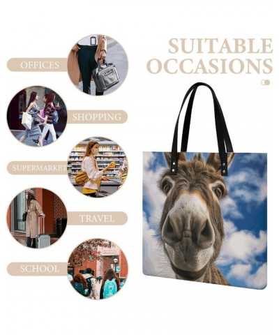 Donkey Animal Selfie Handbag Large Capacity Top-Handle Bag Ladies Shoulder Totes $15.50 Totes