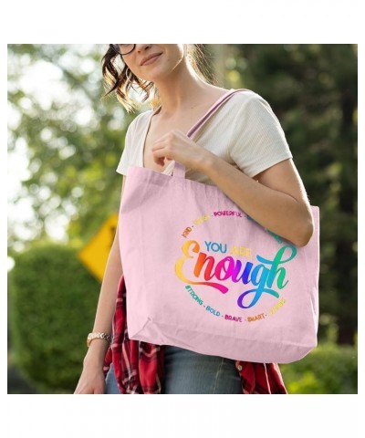 You Are Enough Zippered Tote Bag - Motivational Bag - Cheer Up Gift White $14.56 Totes