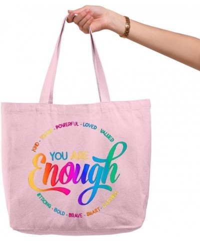 You Are Enough Zippered Tote Bag - Motivational Bag - Cheer Up Gift White $14.56 Totes