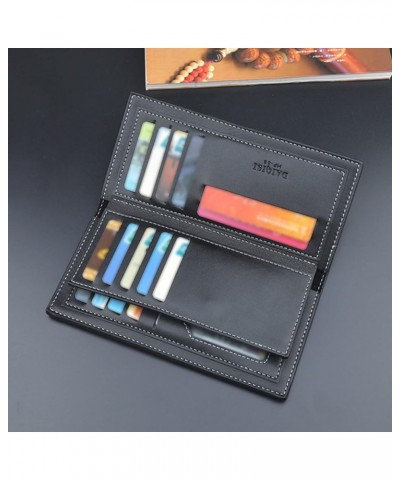 Car Wallet Registration Insurance Fashion Stripe Long Wallet Artificial Leather Solid Color Men (Black, One Size) A One Size ...