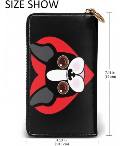 Boston Terrier Face Leather Wallet Credit Card Holder Wallet Fashion Wristlet Wallet Clutch Purse For Women And Men $22.41 Wr...