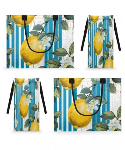 Lemon Large Tote Bag Striped Fruit Lemon Shoulder Bag For Women Teachers Nurses Work Shopping Travel Handbag Purse $10.44 Totes