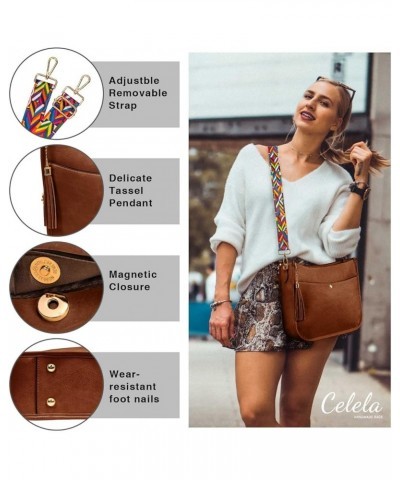 Crossbody Bags for Women Vegan Leather Shoulder Bucket Cross-body Purse with Guitar Strap Replacement Tassel Brown $9.66 Cros...