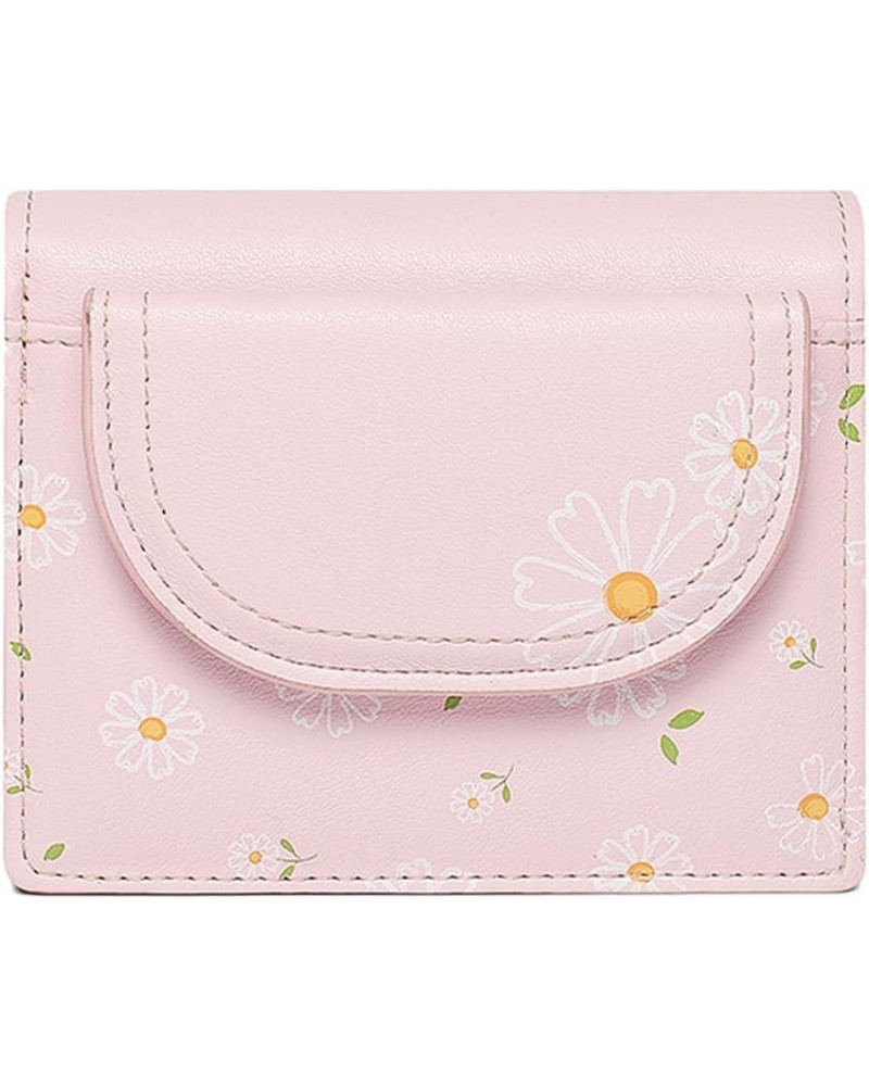 Cute Daisy Flowers Print Wallets with Exterior Coin Purse Bifold Small Wallet with Credit Card Holder ID Window (PINK) PINK $...