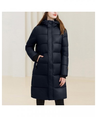 Women's Long Quilted Coat Maxi Length Winter Thickened Hooded Puffer Jacket Full Zipper Thick Solid Down Outwear Black $21.80...