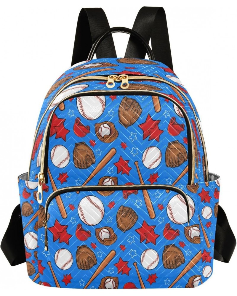 Baseball Sports Seamless Pattern Blue Backpack Purse for Women Travel Handbag Shoulder Bag $18.19 Backpacks