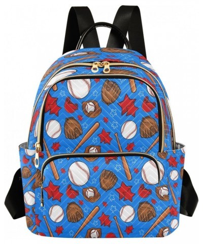 Baseball Sports Seamless Pattern Blue Backpack Purse for Women Travel Handbag Shoulder Bag $18.19 Backpacks