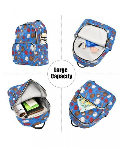 Baseball Sports Seamless Pattern Blue Backpack Purse for Women Travel Handbag Shoulder Bag $18.19 Backpacks