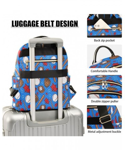 Baseball Sports Seamless Pattern Blue Backpack Purse for Women Travel Handbag Shoulder Bag $18.19 Backpacks