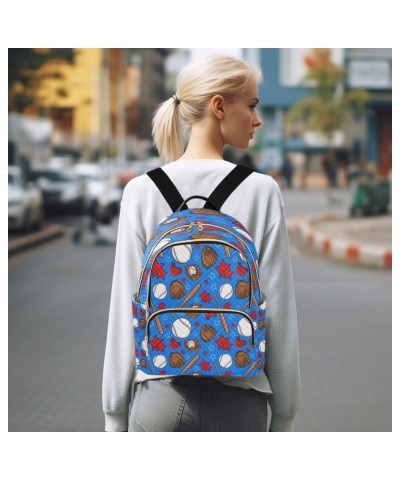 Baseball Sports Seamless Pattern Blue Backpack Purse for Women Travel Handbag Shoulder Bag $18.19 Backpacks