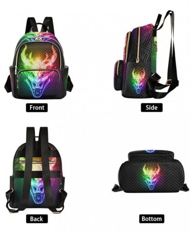 Fire Dragon Head in Rainbow Color Flame Backpack Purse for Women Lightweight Back Pack Casual Daypack Travel Shoulder Bag Boo...