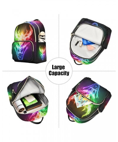 Fire Dragon Head in Rainbow Color Flame Backpack Purse for Women Lightweight Back Pack Casual Daypack Travel Shoulder Bag Boo...