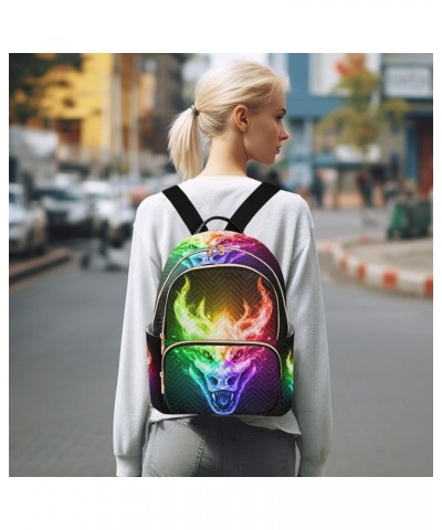 Fire Dragon Head in Rainbow Color Flame Backpack Purse for Women Lightweight Back Pack Casual Daypack Travel Shoulder Bag Boo...