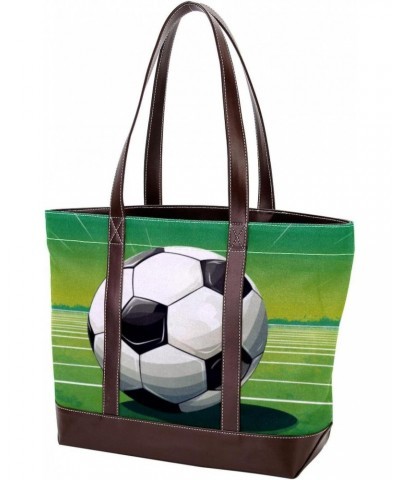 Large Tote Bags for Women, Handbag with Zipper Shoulder Bag, soccer $21.11 Totes