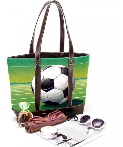 Large Tote Bags for Women, Handbag with Zipper Shoulder Bag, soccer $21.11 Totes