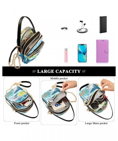 Colorful Cute Sharks Crossbody Bag for Women Cell Phone Purse Wallet with Removable Chain Shoulder Handbag for Work Passport ...