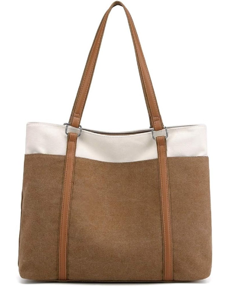 Women Canvas Top Handle Satchel Handbags Tote Purse Shoulder Bag Brown $18.23 Handbags