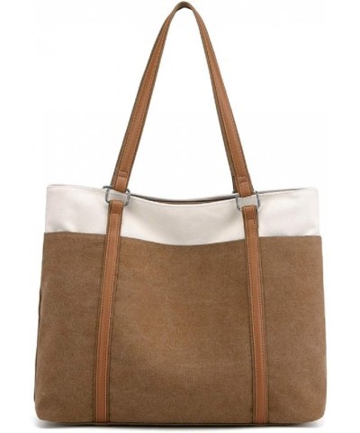 Women Canvas Top Handle Satchel Handbags Tote Purse Shoulder Bag Brown $18.23 Handbags