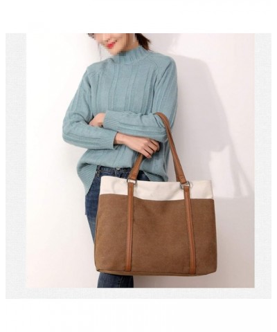 Women Canvas Top Handle Satchel Handbags Tote Purse Shoulder Bag Brown $18.23 Handbags