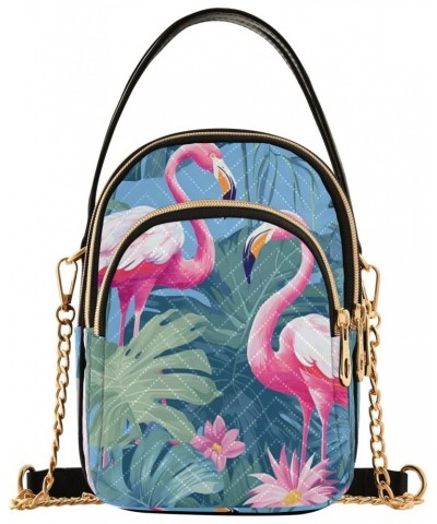 Beautiful Flamingo Shoulder Bags for Women Retro Classic Handbag Purse Small Purses with Chain $13.00 Totes