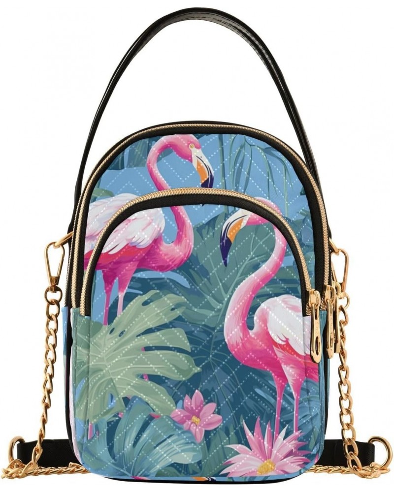 Beautiful Flamingo Shoulder Bags for Women Retro Classic Handbag Purse Small Purses with Chain $13.00 Totes