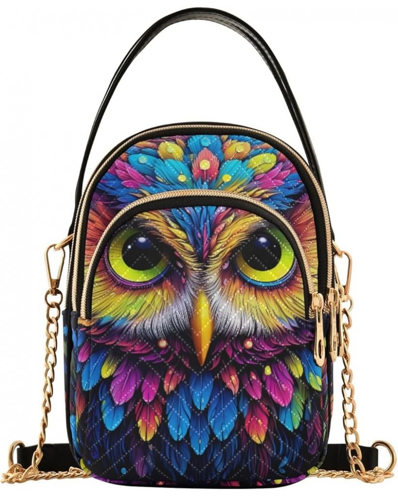 Colorful Owl on Black Stylish Crossbody Bags for Women Travel Handbags Colorful Owl on Black $11.26 Crossbody Bags