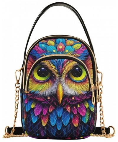 Colorful Owl on Black Stylish Crossbody Bags for Women Travel Handbags Colorful Owl on Black $11.26 Crossbody Bags