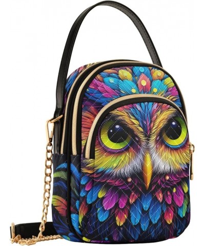 Colorful Owl on Black Stylish Crossbody Bags for Women Travel Handbags Colorful Owl on Black $11.26 Crossbody Bags