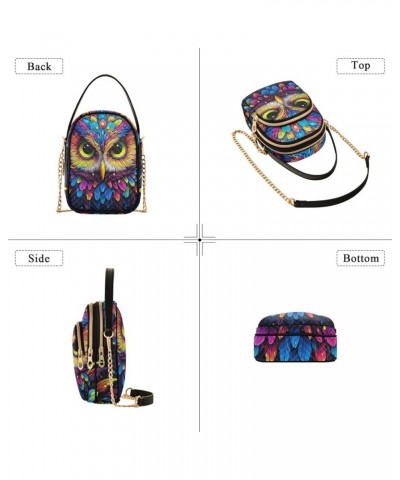 Colorful Owl on Black Stylish Crossbody Bags for Women Travel Handbags Colorful Owl on Black $11.26 Crossbody Bags