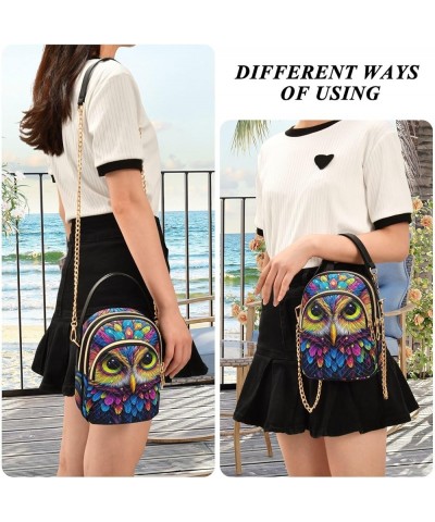 Colorful Owl on Black Stylish Crossbody Bags for Women Travel Handbags Colorful Owl on Black $11.26 Crossbody Bags