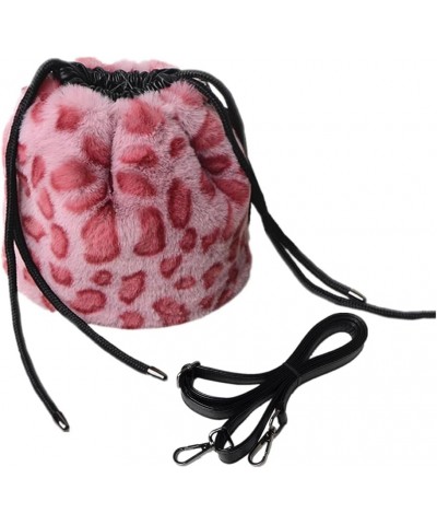 Women Faux Fur Crossbody Shoulder Bag Furry Plush Handbag Leopard Clutch Purse Fashion Gift Rose $13.60 Shoulder Bags