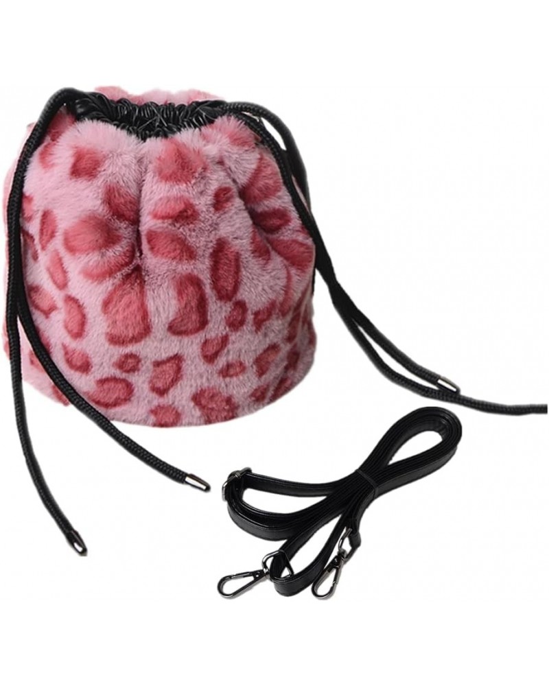 Women Faux Fur Crossbody Shoulder Bag Furry Plush Handbag Leopard Clutch Purse Fashion Gift Rose $13.60 Shoulder Bags