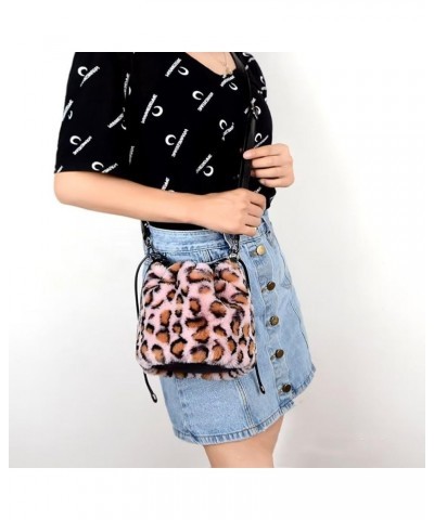 Women Faux Fur Crossbody Shoulder Bag Furry Plush Handbag Leopard Clutch Purse Fashion Gift Rose $13.60 Shoulder Bags