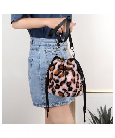 Women Faux Fur Crossbody Shoulder Bag Furry Plush Handbag Leopard Clutch Purse Fashion Gift Rose $13.60 Shoulder Bags