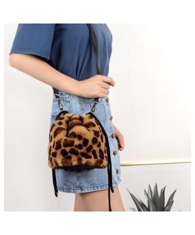 Women Faux Fur Crossbody Shoulder Bag Furry Plush Handbag Leopard Clutch Purse Fashion Gift Rose $13.60 Shoulder Bags